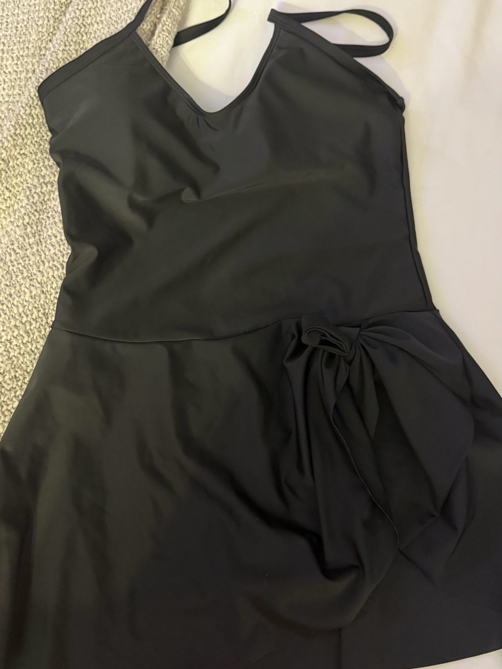 Source Unknown Black V-Neck Tie-Side One-Piece Swimsuit